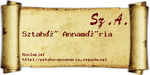 Sztahó Annamária névjegykártya